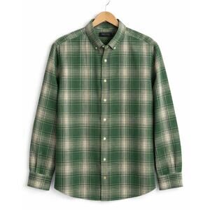 Line Of Trade Frank Shirt Mens XXL Green Plaid Waffle Button Down Long Sleeve